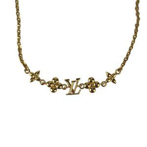 LOUIS VUITTON Louis Vuitton Baby Necklace M01614 Gold Metal Monogram Flower W...